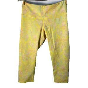 Alo Sz Xs Yellow Neon Legging Capri Athleisure Yoga Gym Running Pilates Spring